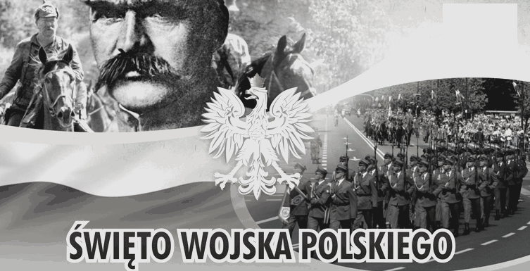 Żołnierze, orzeł i napis Święto Wojska Polskiego